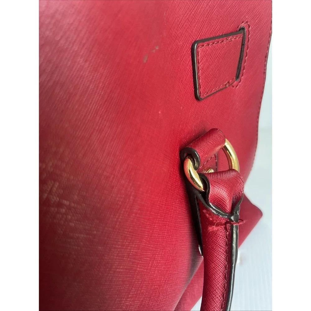 MICHAEL Michael Kors Hamilton Satchel Red Saffiano Leather